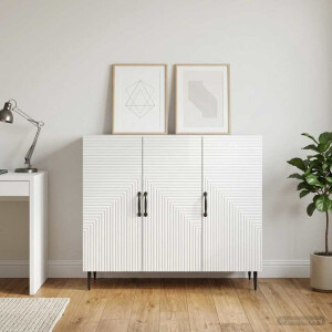 vidaXL Dressoir Hoogglans Wit 89 x 34,5 x 80 cm Bewerkt hout
