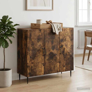 vidaXL Dressoir Gerookt eiken 89 x 34,5 x 80 cm Bewerkt hout