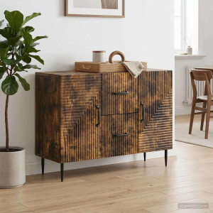 vidaXL Dressoir met lade Gerookt eiken 89 x 34,5 x 60 cm Bewerkt hout