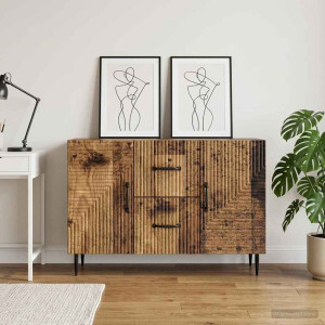 vidaXL Dressoir met lade Oud hout 89 x 34,5 x 60 cm Bewerkt hout