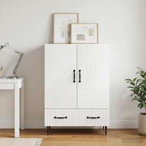 vidaXL Dressoir met lade Hoogglans Wit 66 x 34,5 x 95 cm Bewerkt hout