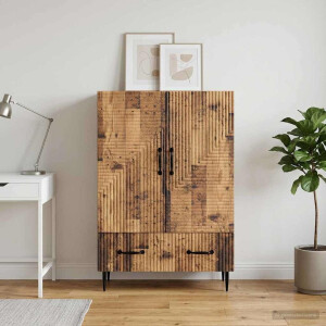 vidaXL Dressoir met lade Oud hout 66 x 34,5 x 95 cm Bewerkt hout