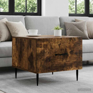 vidaXL Salontafel met lade Gerookt eiken 49 x 50 x 40 cm Bewerkt hout