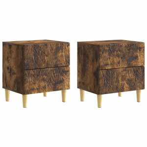 vidaXL Nachtkastje 2 pcs Gerookt eiken 43 x 34,5 x 48 cm Bewerkt hout