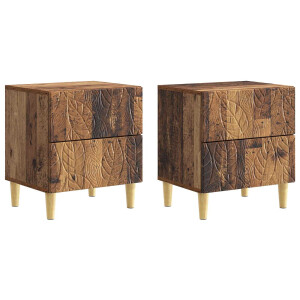 vidaXL Nachtkastje 2 pcs Oud hout 43 x 34,5 x 48 cm Bewerkt hout