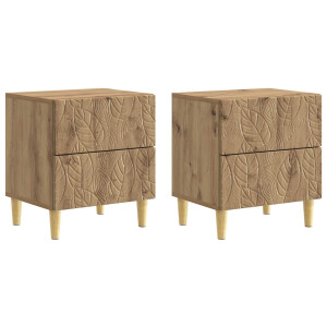 vidaXL Nachtkastje 2 pcs Artisanaal eiken 43 x 34,5 x 48 cm