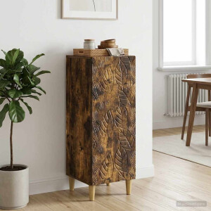 vidaXL Dressoir Gerookt eiken 33 x 34,5 x 90 cm Bewerkt hout