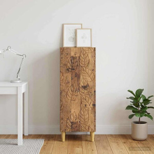 vidaXL Dressoir Oud hout 33 x 34,5 x 90 cm Bewerkt hout