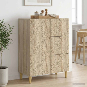 vidaXL Dressoir Sonoma Eiken 66 x 34,5 x 90 cm Bewerkt hout