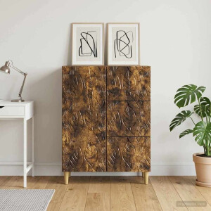 vidaXL Dressoir Gerookt eiken 66 x 34,5 x 90 cm Bewerkt hout