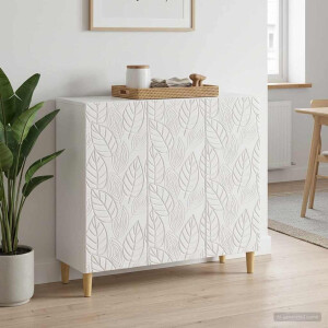 vidaXL Dressoir Hoogglans Wit 89 x 34,5 x 80 cm Bewerkt hout