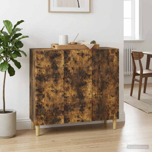 vidaXL Dressoir Gerookt eiken 89 x 34,5 x 80 cm Bewerkt hout