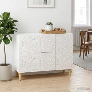 vidaXL Dressoir Hoogglans Wit 89 x 34,5 x 60 cm Bewerkt hout