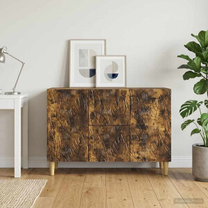 vidaXL Dressoir Gerookt eiken 89 x 34,5 x 60 cm Bewerkt hout