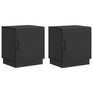 vidaXL Nachtkastje 2 pcs Zwart 43 x 34,5 x 47 cm Bewerkt hout