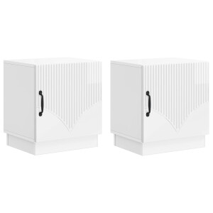 vidaXL Nachtkastje 2 pcs Hoogglans Wit 43 x 34,5 x 47 cm Bewerkt hout