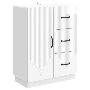 vidaXL Dressoir met lade Hoogglans Wit 66 x 34,5 x 87 cm Bewerkt hout