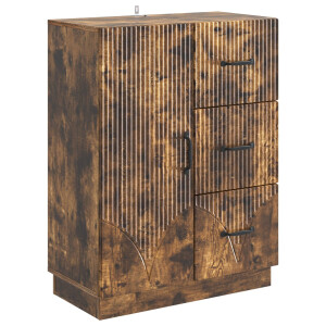 vidaXL Dressoir met lade Gerookt eiken 66 x 34,5 x 87 cm Bewerkt hout