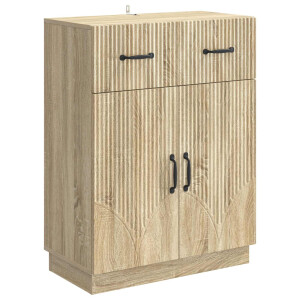 vidaXL Dressoir met lade Sonoma Eiken 66 x 34,5 x 87 cm Bewerkt hout