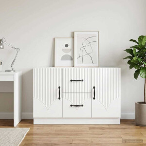 vidaXL Dressoir met lade Hoogglans Wit 89 x 34,5 x 57 cm Bewerkt hout