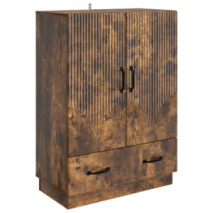 vidaXL Dressoir met lade Gerookt eiken 66 x 34,5 x 92 cm Bewerkt hout