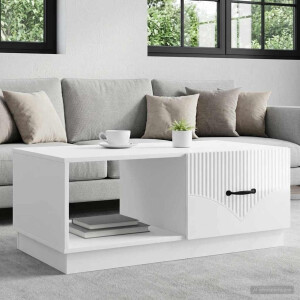 vidaXL Salontafel Hoogglans Wit 90 x 50 x 37 cm Bewerkt hout