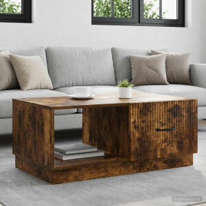 vidaXL Salontafel Gerookt eiken 90 x 50 x 37 cm Bewerkt hout