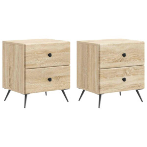 vidaXL Nachtkastje 2 pcs Sonoma Eiken 43 x 34,5 x 47,5 cm Bewerkt hout