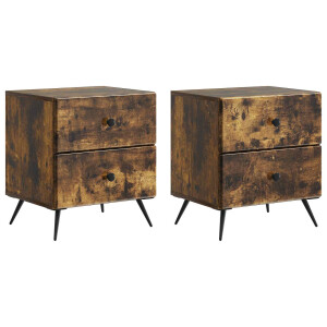 vidaXL Nachtkastje met lade 2 pcs Gerookt eiken 43 x 34,5 x 47,5 cm