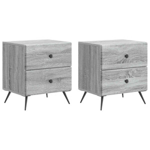 vidaXL Nachtkastje 2 pcs Grijs sonoma 43 x 34,5 x 47,5 cm Bewerkt hout