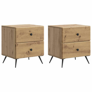 vidaXL Nachtkastje met lade 2 pcs Artisanaal eiken 43 x 34,5 x 47,5 cm