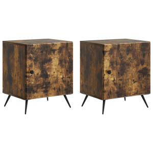 vidaXL Nachtkastje 2 pcs Gerookt eiken 43 x 34,5 x 50 cm Bewerkt hout