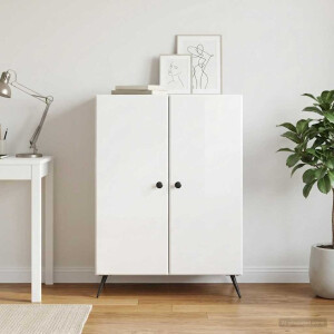 vidaXL Dressoir Hoogglans Wit 66 x 34,5 x 90 cm Bewerkt hout