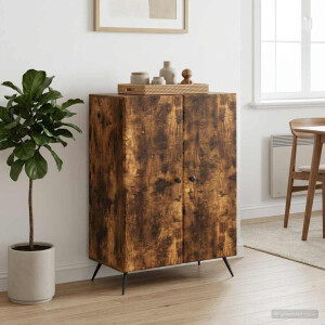 vidaXL Dressoir Gerookt eiken 66 x 34,5 x 90 cm Bewerkt hout