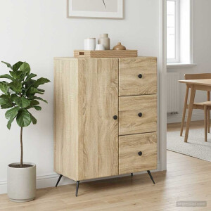 vidaXL Dressoir met lade Sonoma Eiken 66 x 34,5 x 90 cm Bewerkt hout
