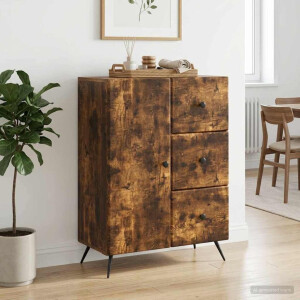 vidaXL Dressoir met lade Gerookt eiken 66 x 34,5 x 90 cm Bewerkt hout