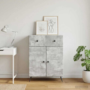 vidaXL Dressoir met lade Betongrijs 66 x 34,5 x 90 cm Bewerkt hout