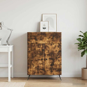 vidaXL Dressoir met lade Gerookt eiken 66 x 34,5 x 90 cm Bewerkt hout