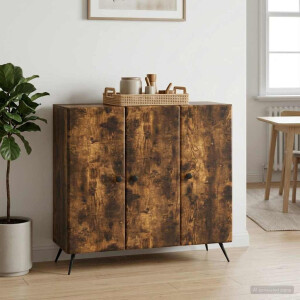 vidaXL Dressoir Gerookt eiken 89 x 34,5 x 80 cm Bewerkt hout
