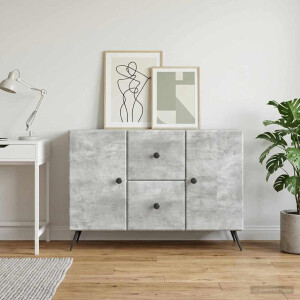 vidaXL Dressoir met lade Betongrijs 89 x 34,5 x 60 cm Bewerkt hout