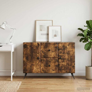 vidaXL Dressoir met lade Gerookt eiken 89 x 34,5 x 60 cm Bewerkt hout