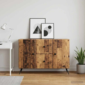 vidaXL Dressoir met lade Oud hout 89 x 34,5 x 60 cm Bewerkt hout