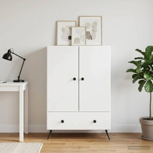 vidaXL Dressoir met lade Hoogglans Wit 66 x 34,5 x 95 cm Bewerkt hout