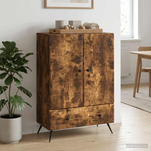 vidaXL Dressoir met lade Gerookt eiken 66 x 34,5 x 95 cm Bewerkt hout