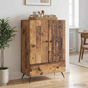 vidaXL Dressoir met lade Oud hout 66 x 34,5 x 95 cm Bewerkt hout