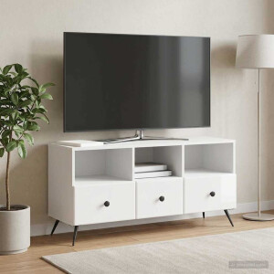 vidaXL TV-kast met lade Hoogglans Wit 102 x 34,5 x 50 cm Bewerkt hout