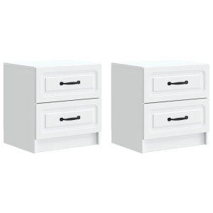 vidaXL Nachtkastje met lade 2 pcs Wit 43 x 34,5 x 44,5 cm Bewerkt hout