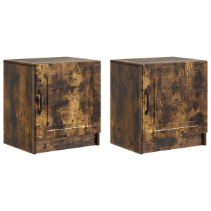 vidaXL Nachtkastje 2 pcs Gerookt eiken 43 x 34,5 x 47 cm Bewerkt hout