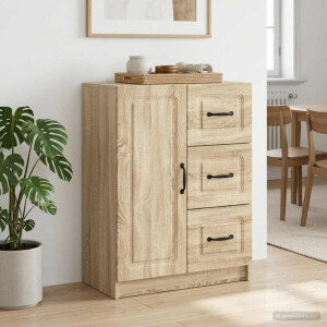 vidaXL Dressoir met lade Sonoma Eiken 66 x 34,5 x 87 cm Bewerkt hout