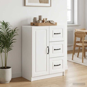 vidaXL Dressoir met lade Hoogglans Wit 66 x 34,5 x 87 cm Bewerkt hout